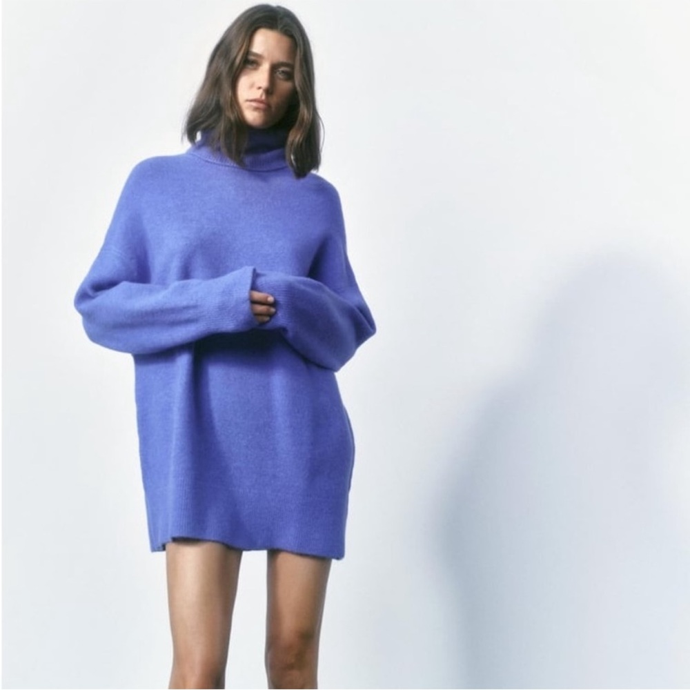 Zara Indigo Oversized Turtleneck